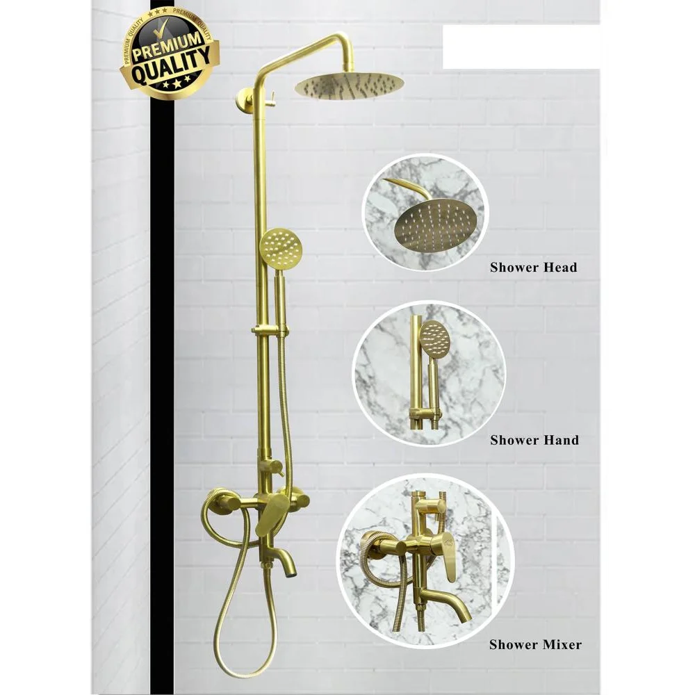 SS304 Three Way Shower Set - Brushed Gold