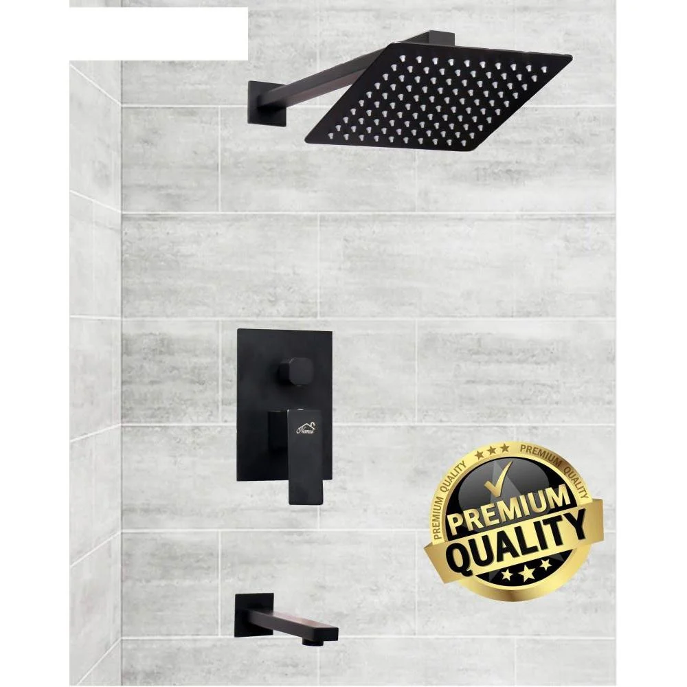 Black 4 Way Concealed Shower Mixer - Square Framed