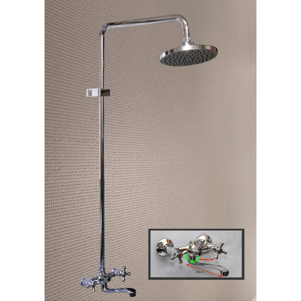 Two Way Shower Mixer + Long Spout + 8" Round Head