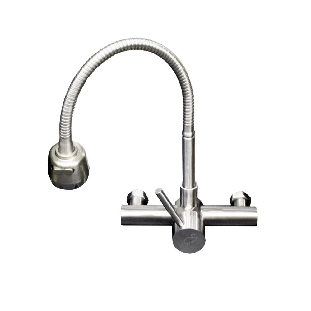 SS304 Long Neck Kitchen Bib Mixer with Adjustable Nob