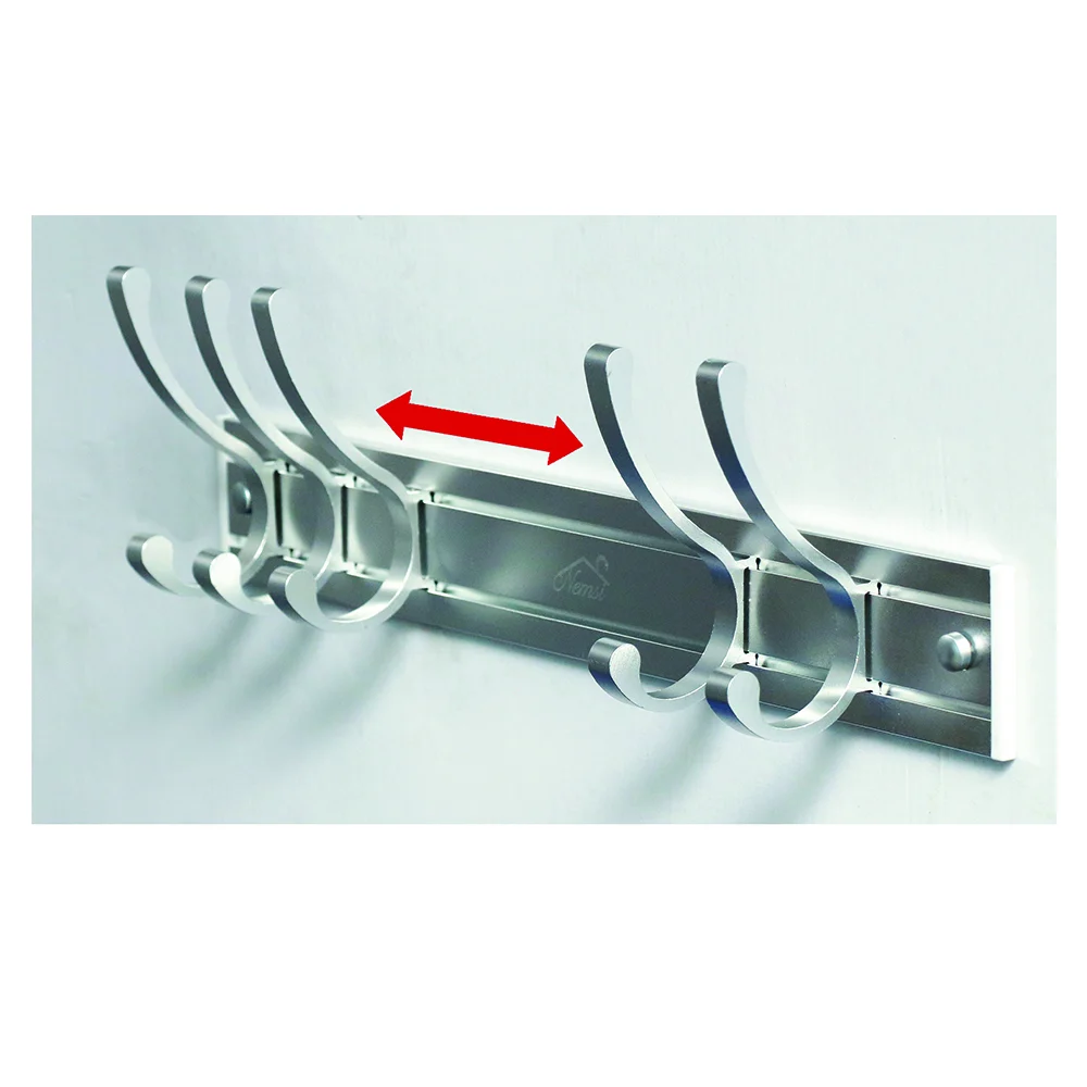 Movable 5 Hooks - Silver Aluminium