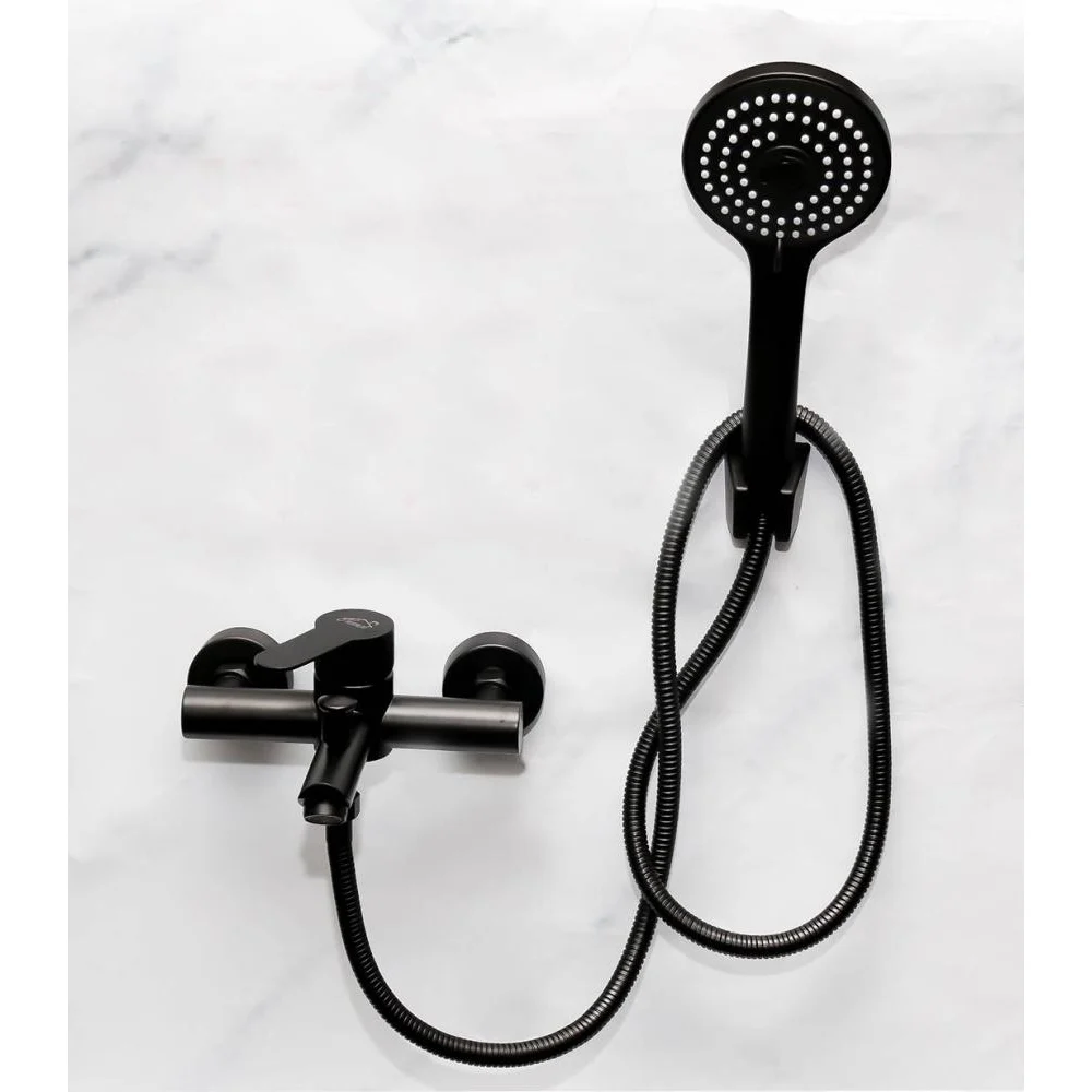 SS304 - Bath Mixer with Telephone Shower - Black