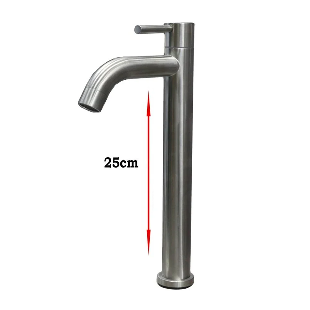 SS304 - High Neck 29cm Curved Nose Basin Pillar Tap