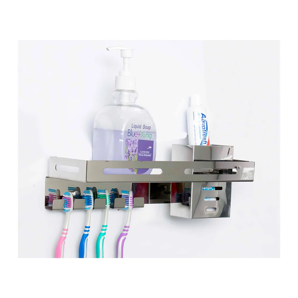 Heavy Duty 30cm Shelf With 4 Slo T/brush Holder-mirror