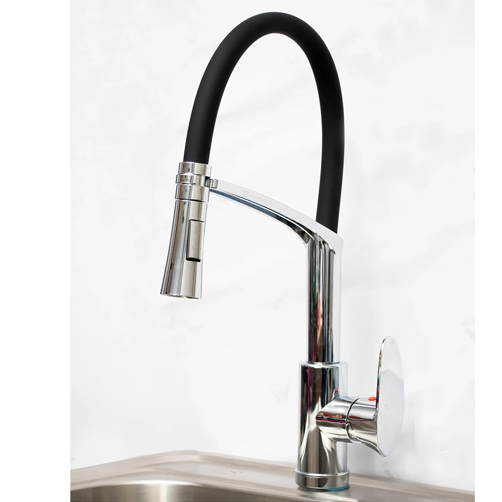 Black & Chrome (ABS) Kitchen Mixer with Adjustable Flex