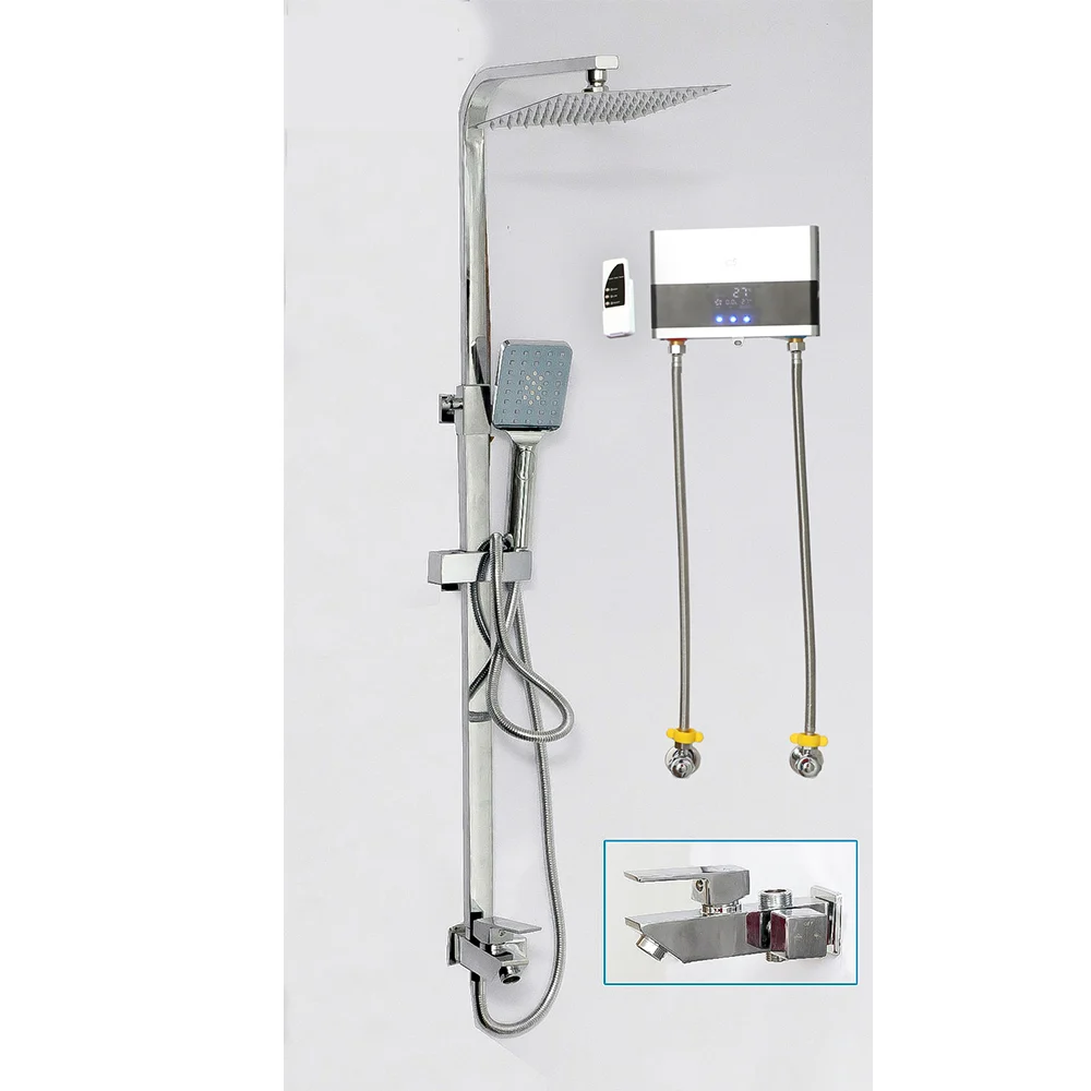 3 Way Square Brass Single Shower+heater - Mirror