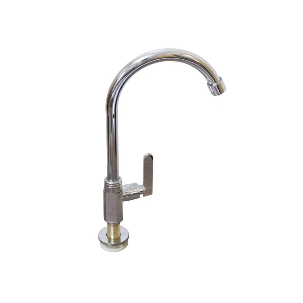 Long Neck Kitchen Pillar Tap - Hexagon