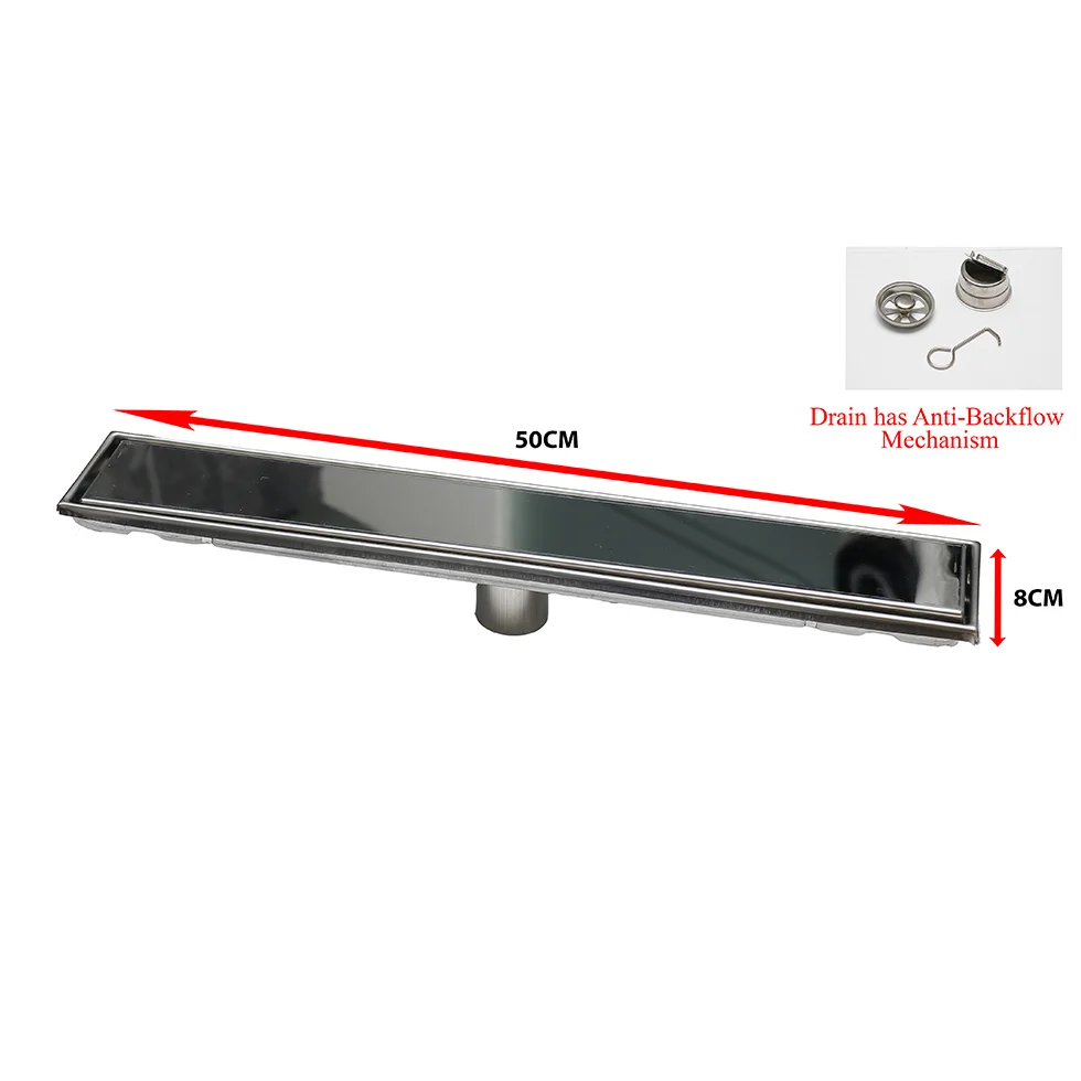 Premium(SS304) Floor drain 50*8CM- Mirror