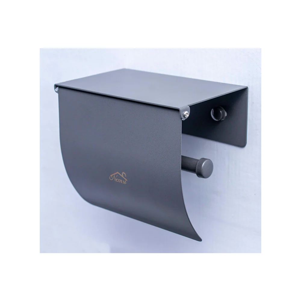 Tissue Holder with full Cover, Flat Top - Gun Grey