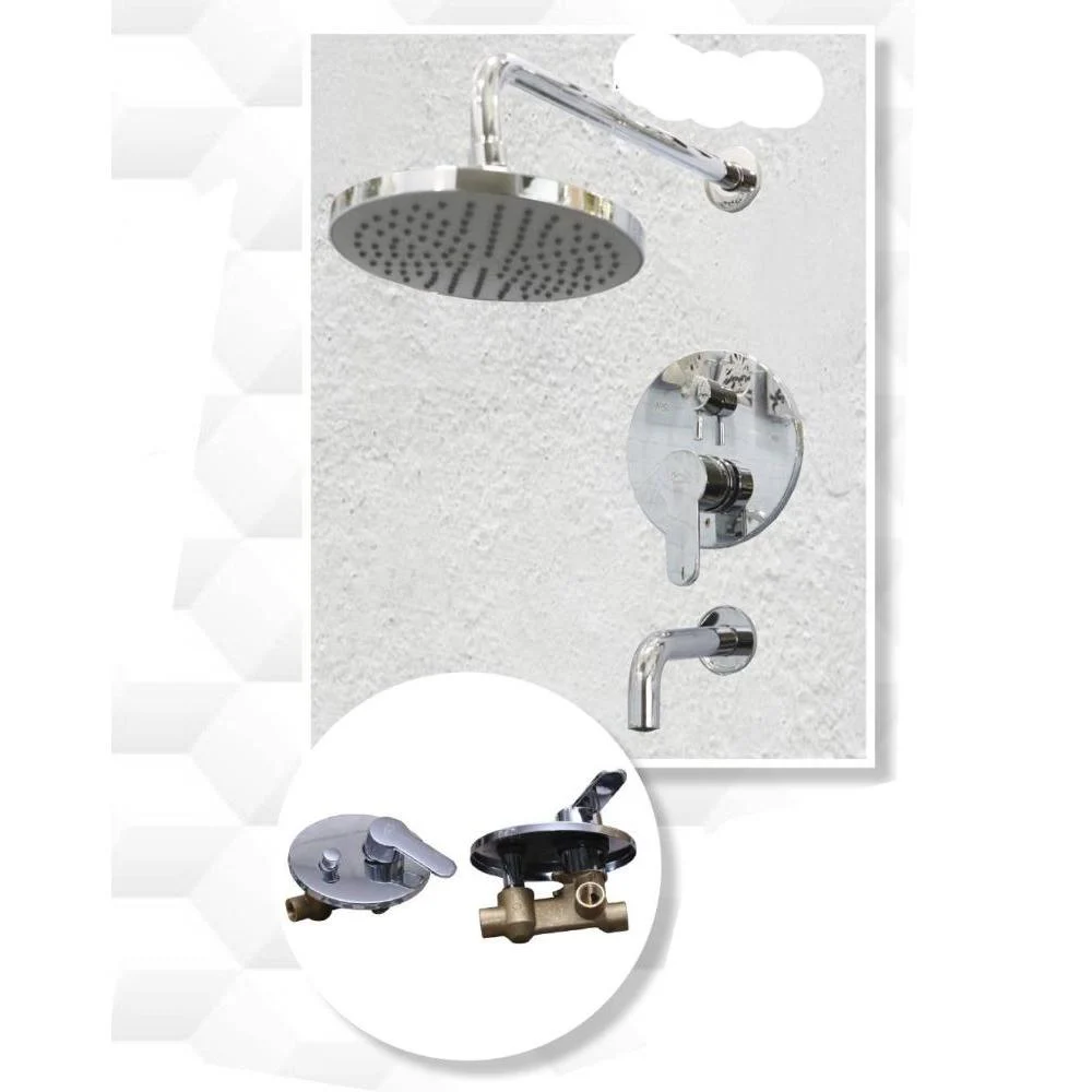 4 Way Concealed Brass Shower Mixer - Shower & Tap