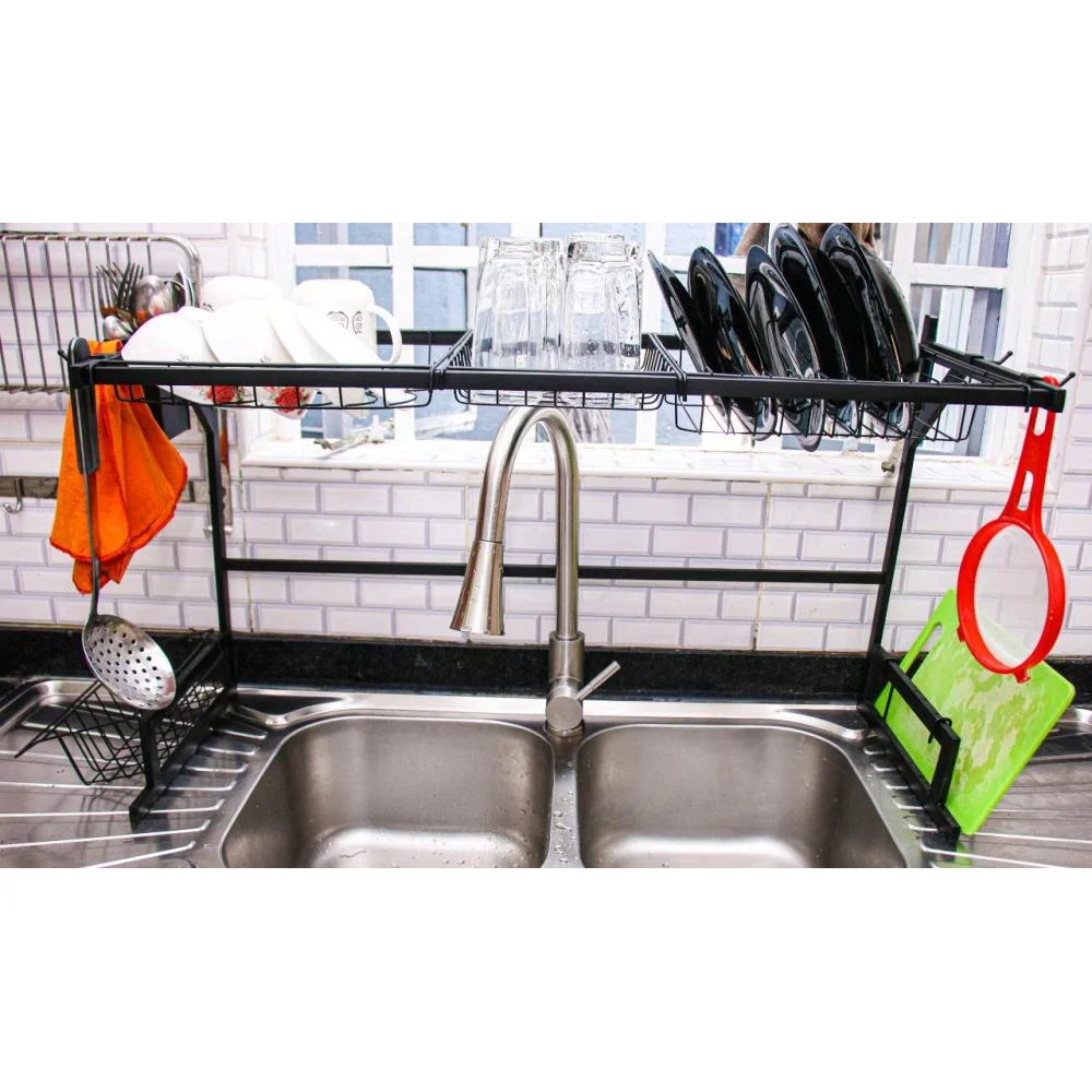 Kitchen Rack for Double Bowl Sink ( 85 x 65cm ) - Black