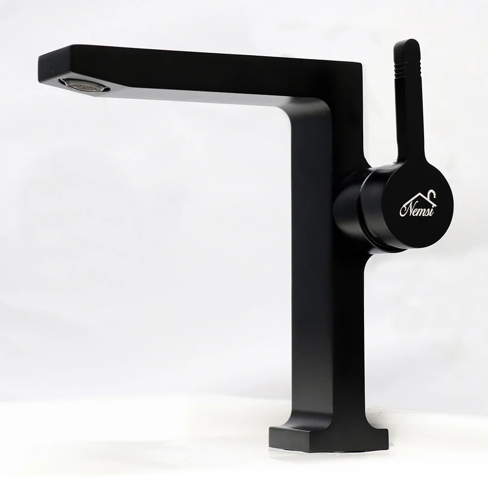 Aluminium High Neck Basin Mixer, Black