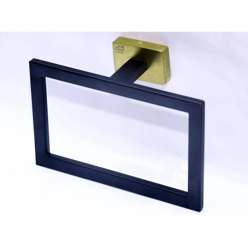 P.Square ( SS304 ) Towel Ring - Black & Gold