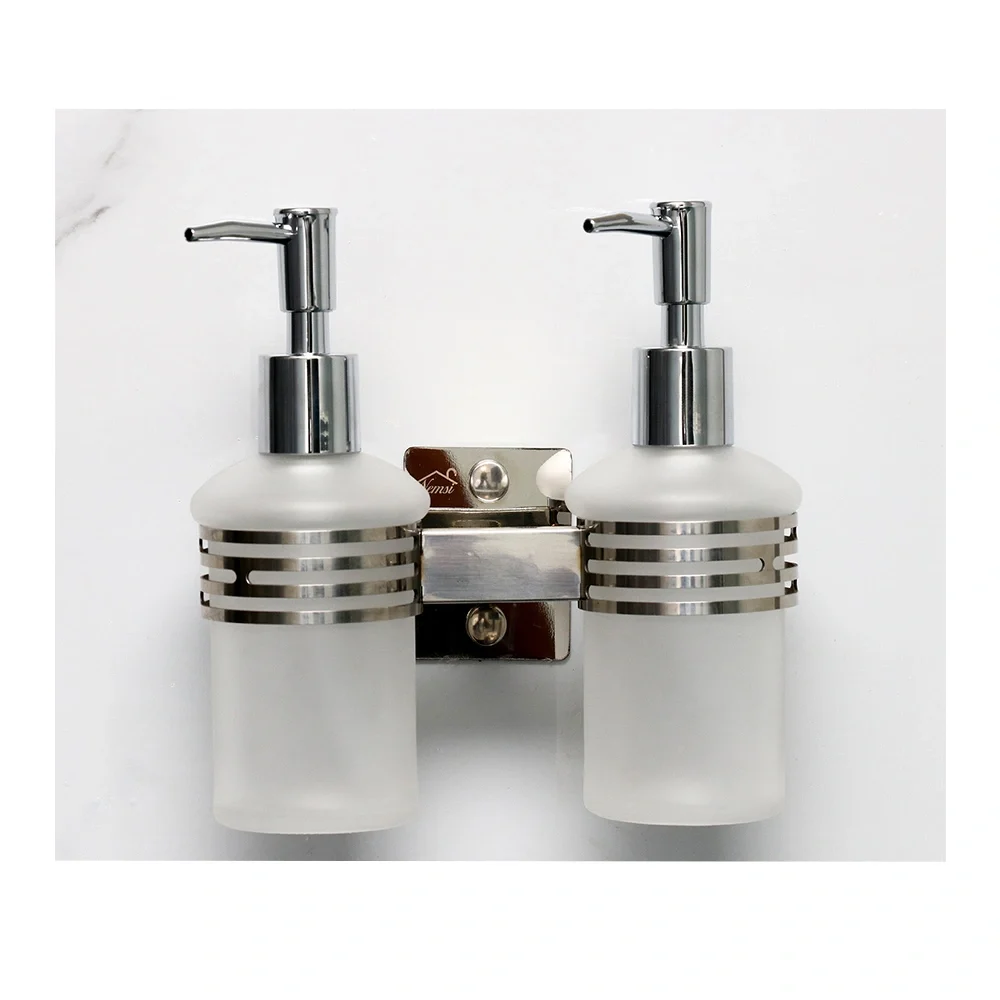 Slotted Double 500ml Glass Soap Dispenser Mirror