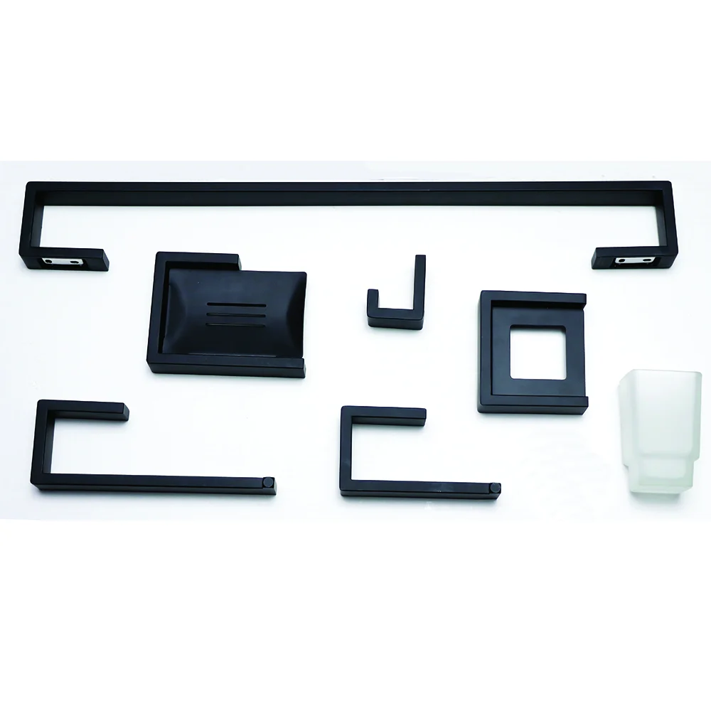 6pcs Square Bathroom Set - Black