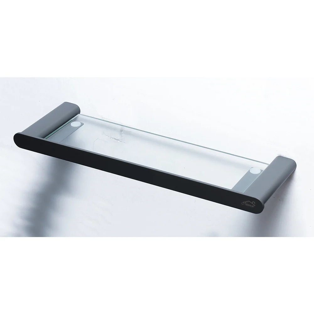 Premium Gun Grey Glass + Stainless Steel Shelf - 40cm