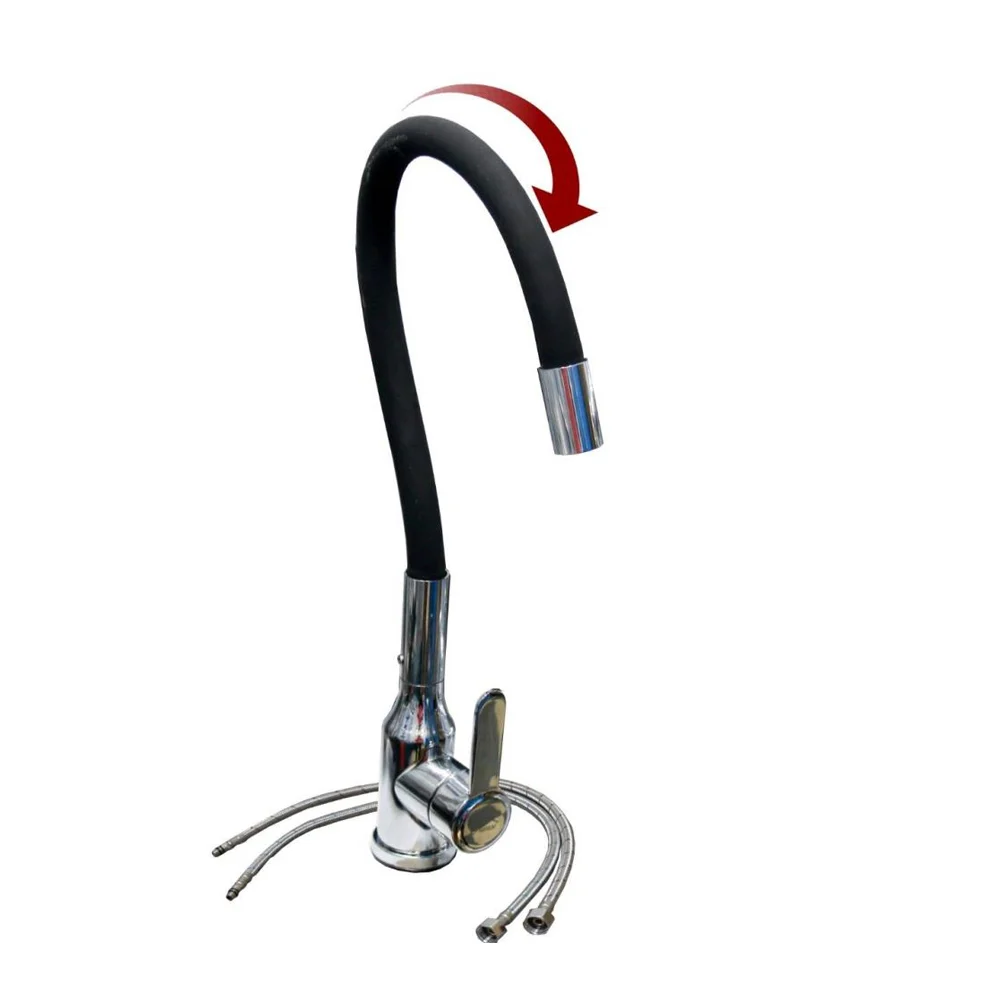 Black and Silver Long neck Kitchen Mixer