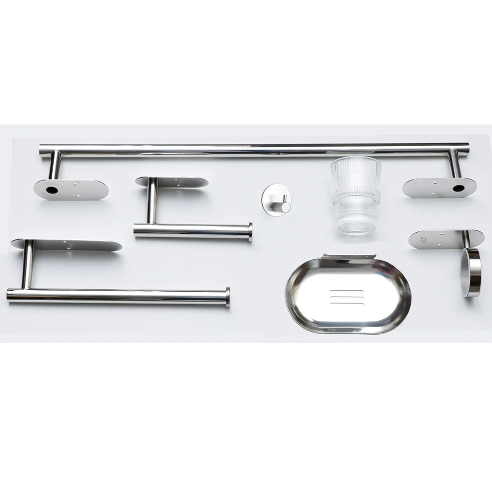 6Pc Bathroom Set ( 3m or Screw ) Wide Plate - Mirror