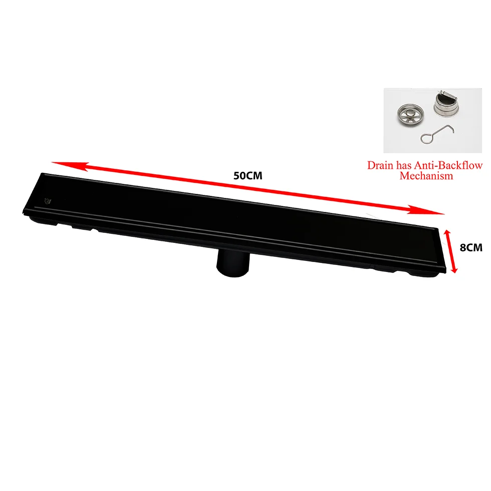 Premium(SS304) Floor drain 50*8CM- Black