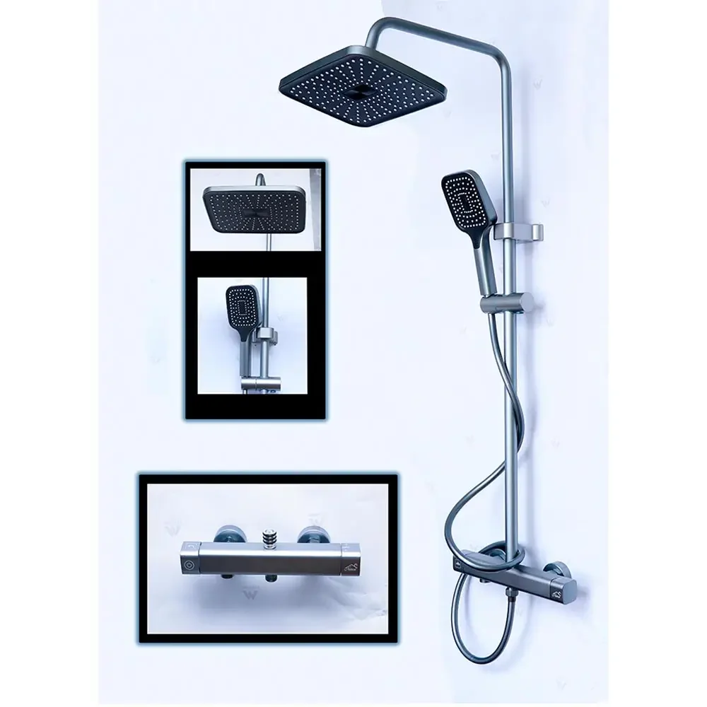 3 Way Aluminium Shower ( Thermostatic Design ) - Silver Grey