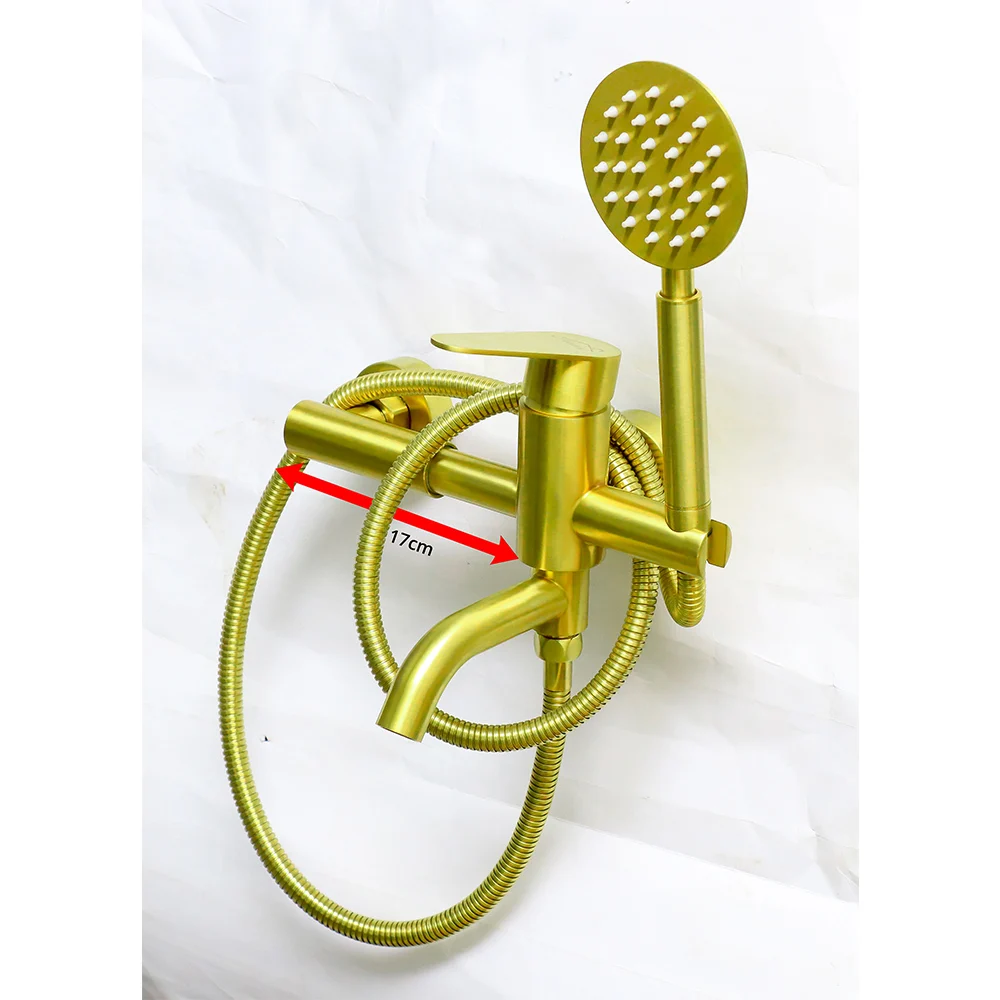 SS304 Bathtub Mixer with Hand Shower - Brushed Gold