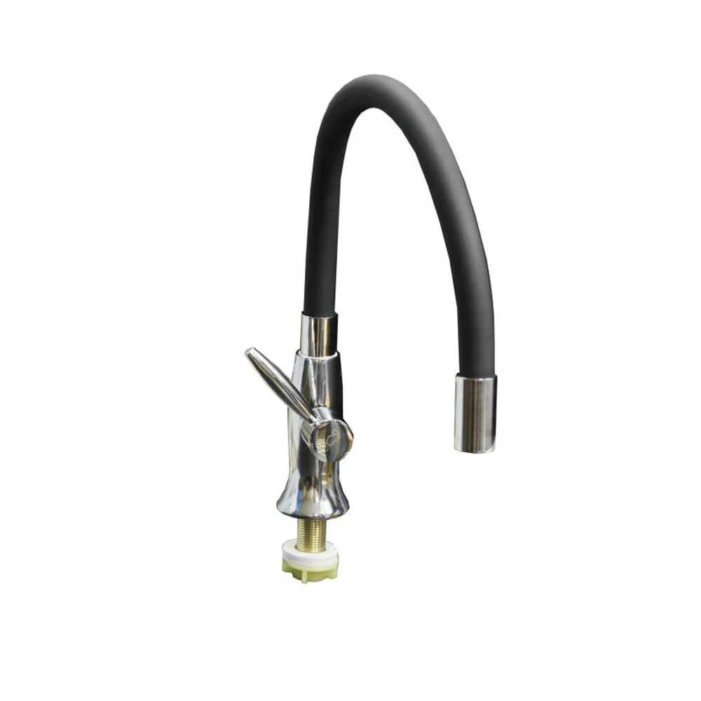 Black and silver Long Neck Kitchen Tap