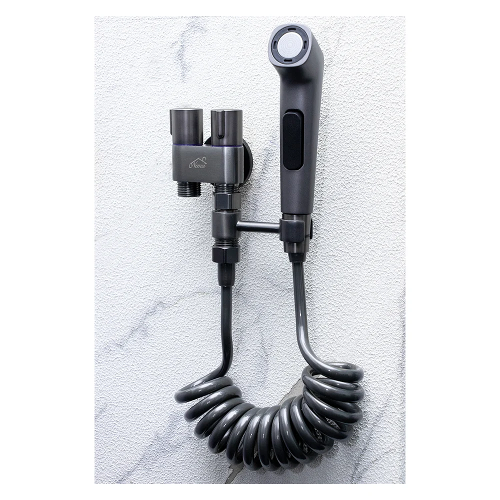 Dual Control Bidet Spray With Spiral Hose - Gun Grey