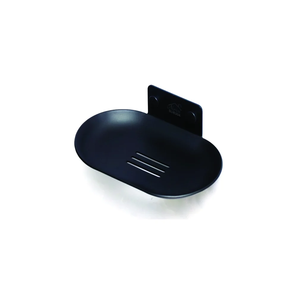 Oval Heavy-Duty Soap Holder, 15X9CM - Black