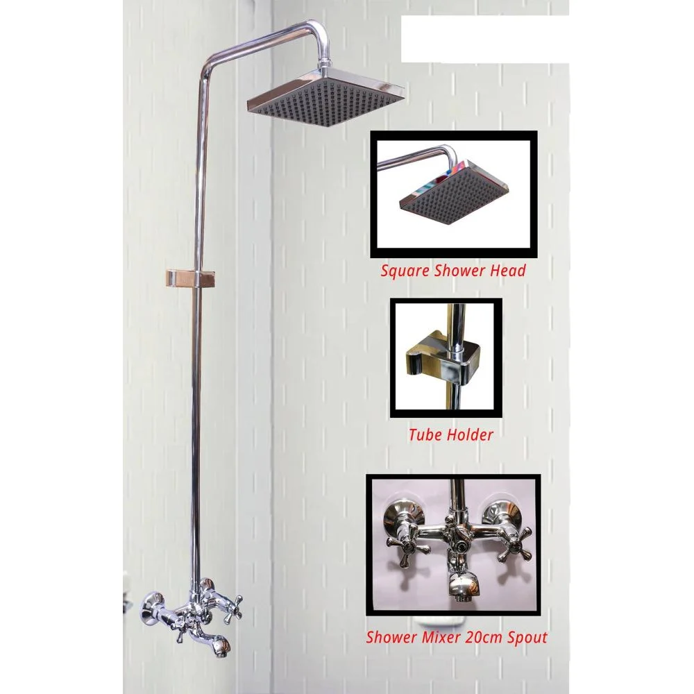 Complete Two Way Shower Mixer + 8" Square Head