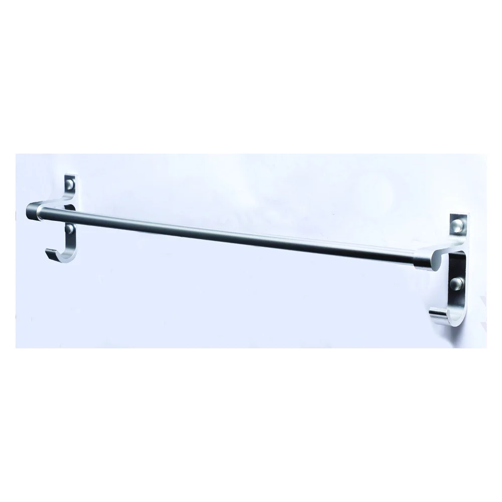 Single Towel Bar with Hooks - High Density Aluminium