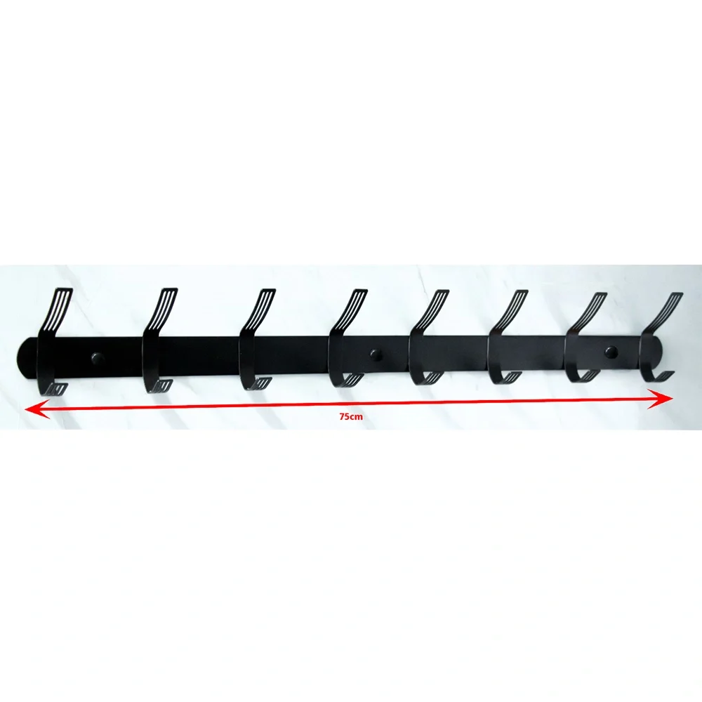 Premium 8 Slotted Ss Hooks With 75cm Bar- Black