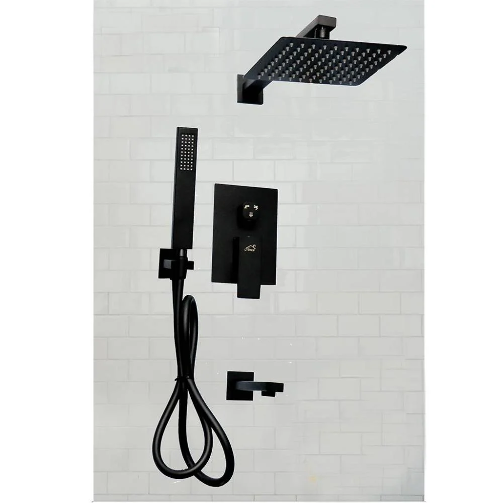 Black 5-Way Concealed Shower Mixer - Square Framed