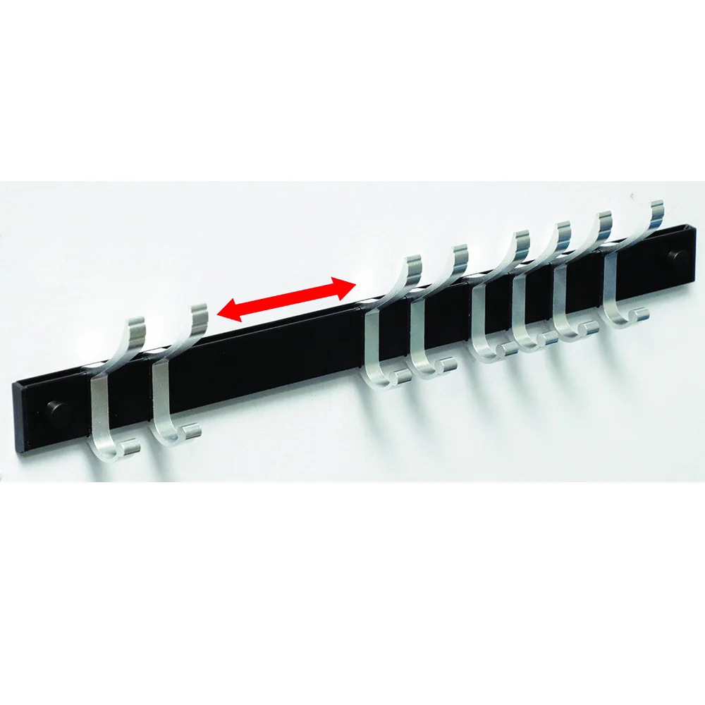 Movable 8 Hooks - Silver & Black Aluminium