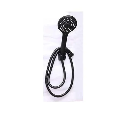 12cm Adjustable Hand Shower + 1.5M Hose + Holder - Black