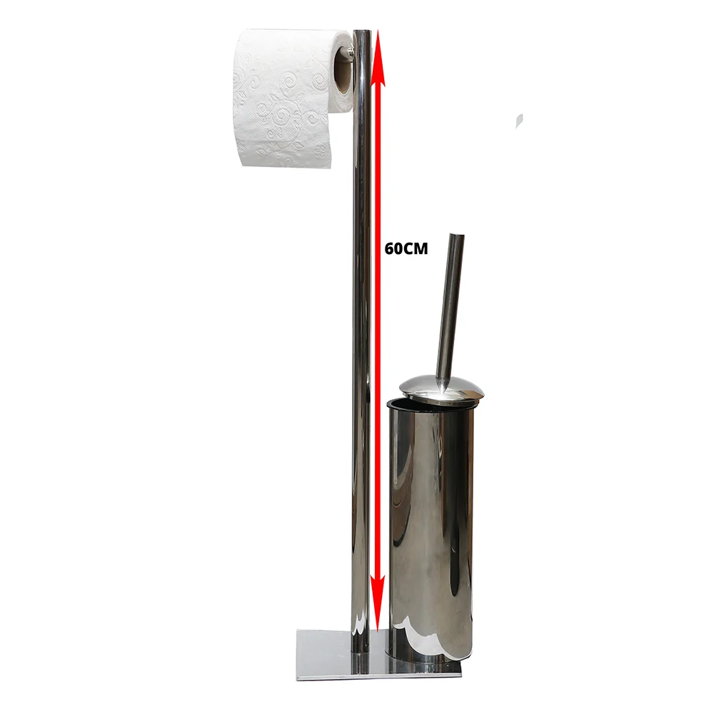 Tissue Holder Stand with Concealed Toilet Brush - Mirror
