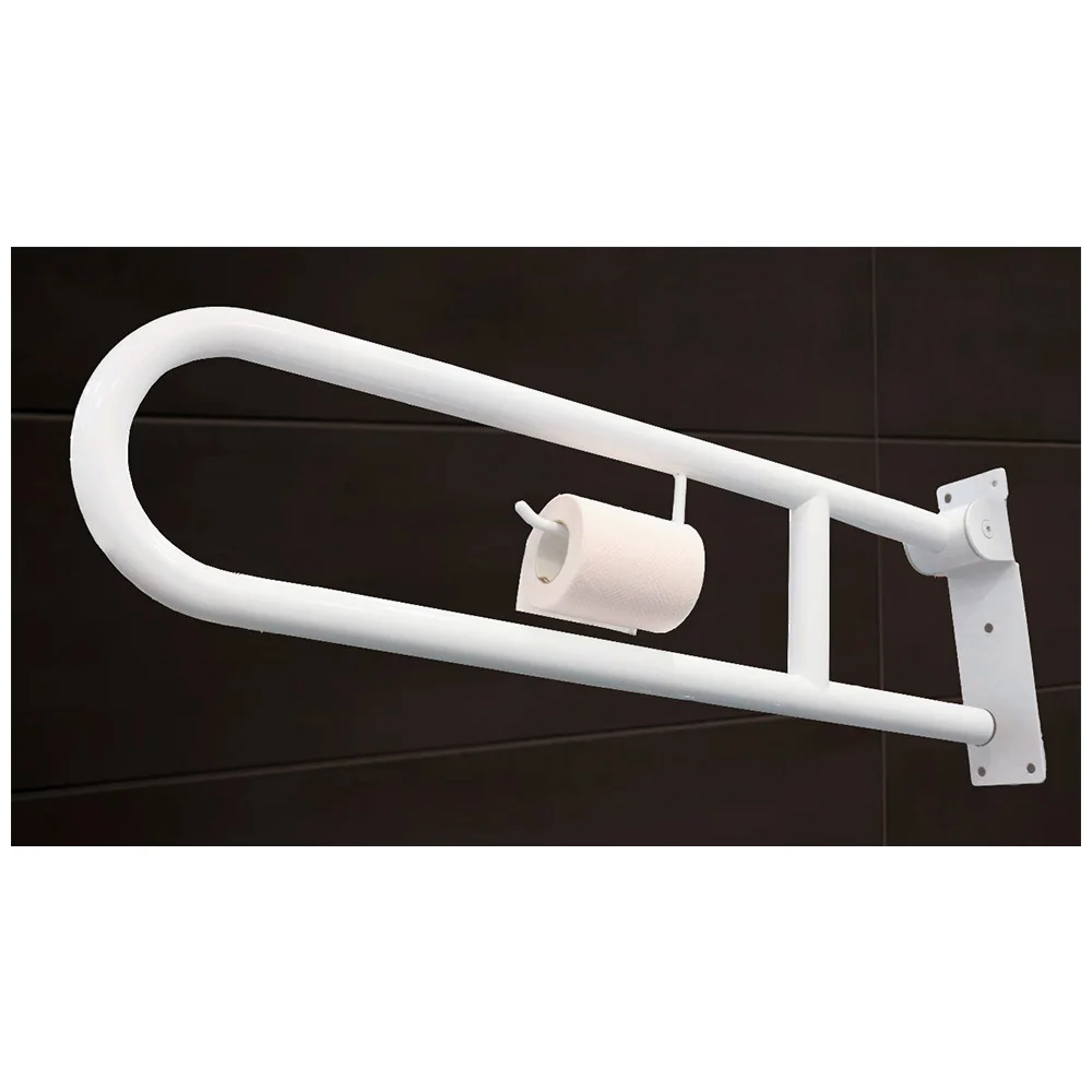 Heavy Duty S. Steel Grab Bar + Tissue Holder Hook 75cm