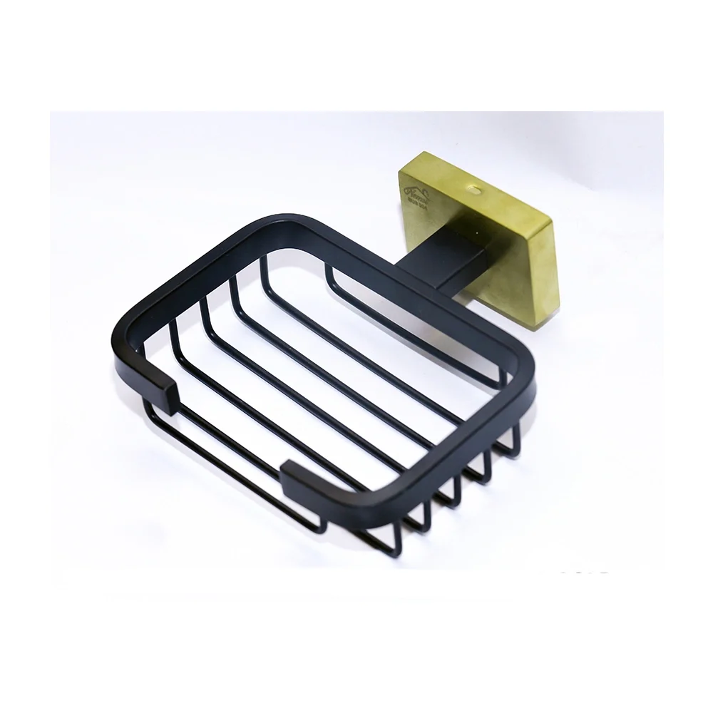 P. Square (ss304) Soap Holder - Black & Gold