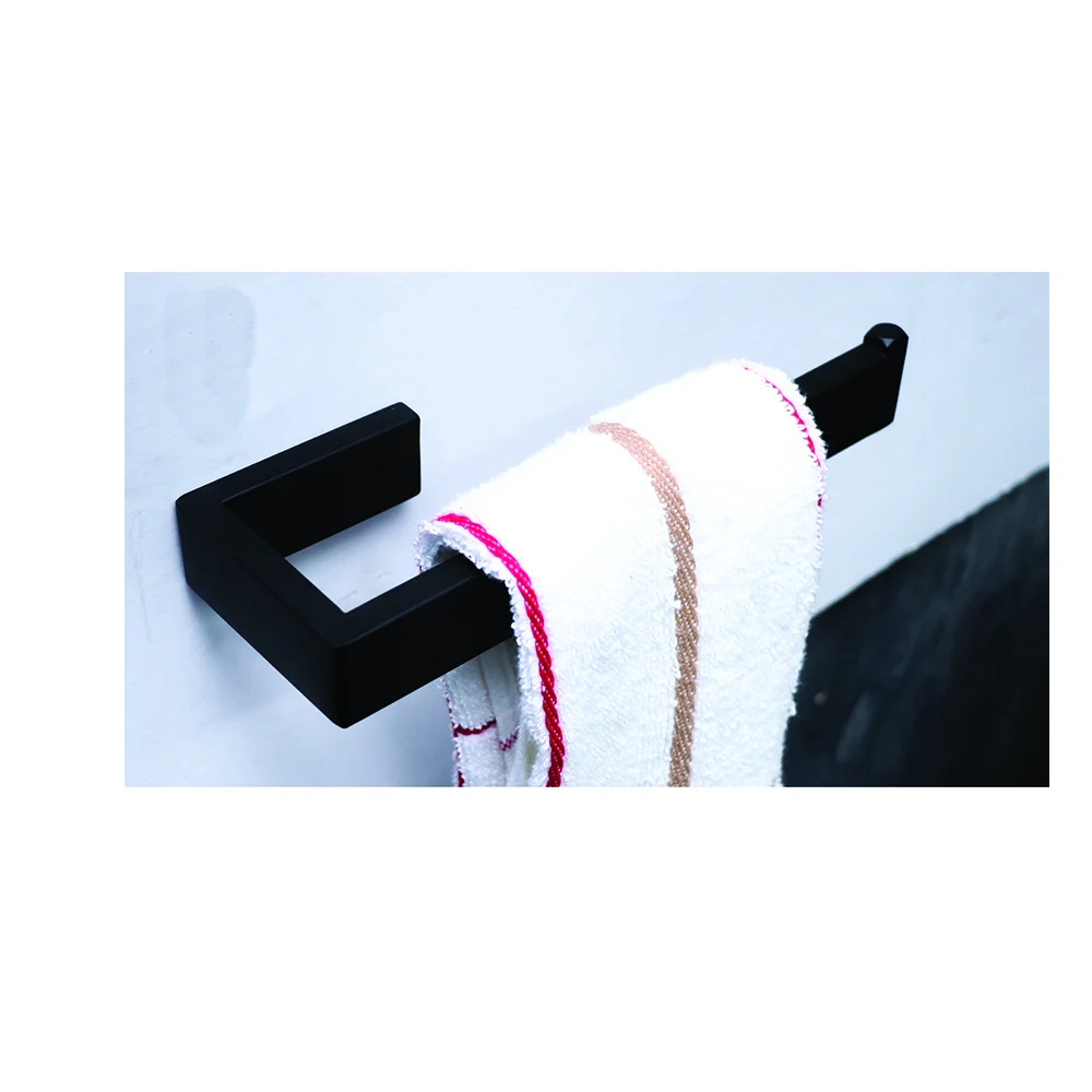 Premium Square Hand Towel Holder ( Concealed Screws ) - Black