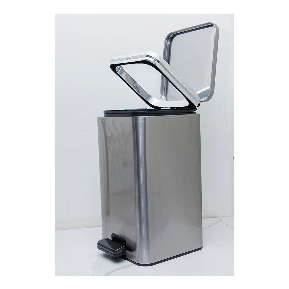 12lts Ss Pedal Bin W/trash Bag Cover - Matt